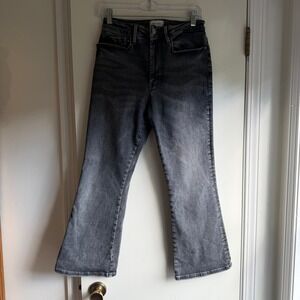 FRAME Le One Crop Mini Boot Jeans Gray Wash Size 2 Denim Flare